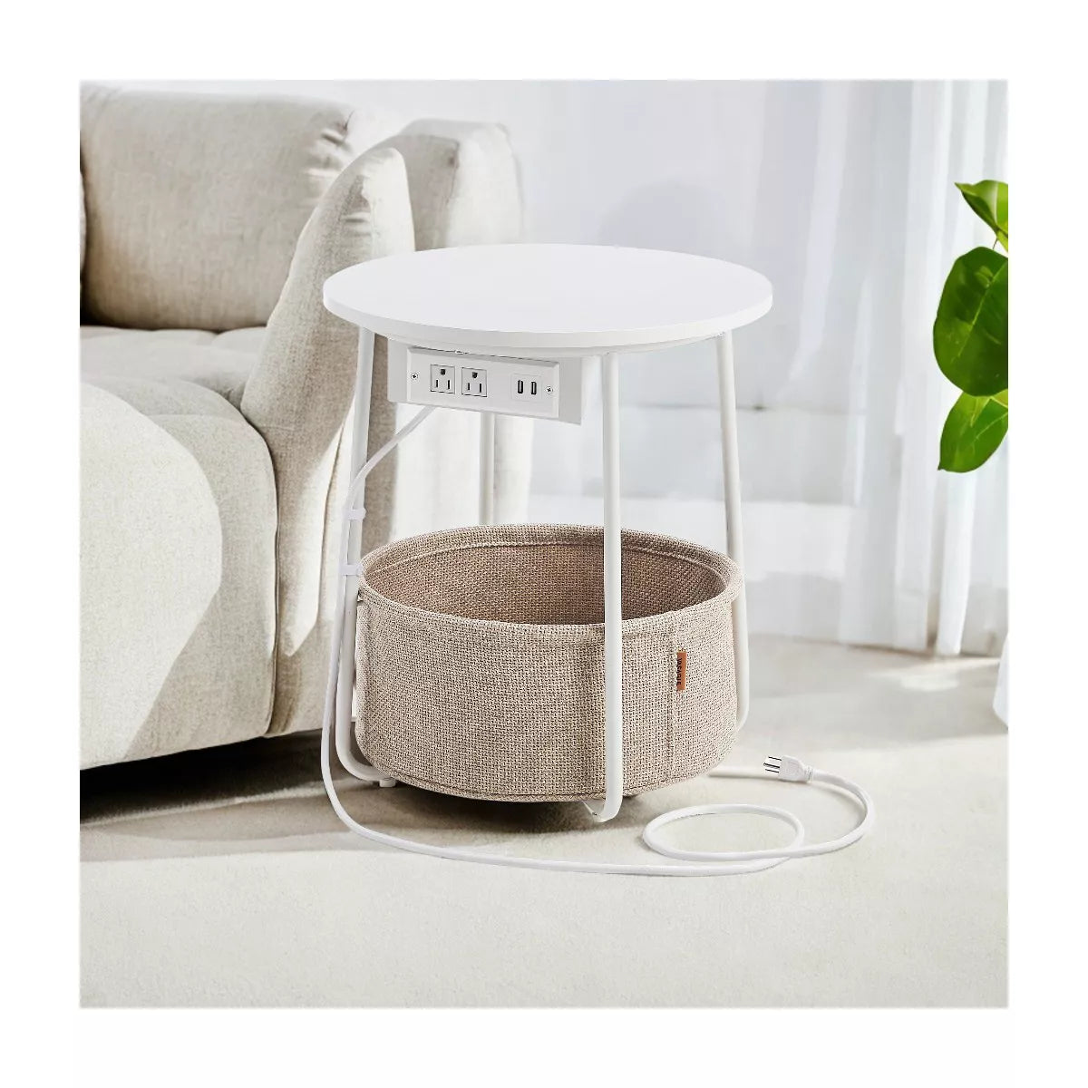 LEDREM Small Side Table with Storage round End Tables Living Room Side Tables for Small Spaces Bedroom