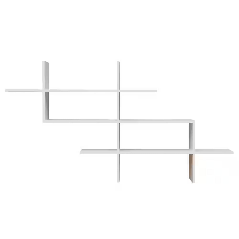 Hanover White MDF Wood Elongated Decorative Wall Shelf