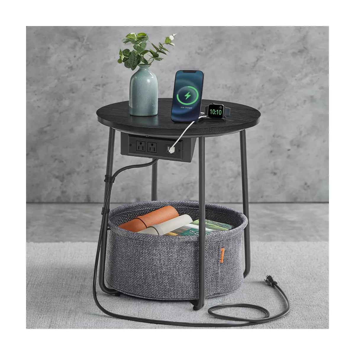 LEDREM Small Side Table with Storage round End Tables Living Room Side Tables for Small Spaces Bedroom