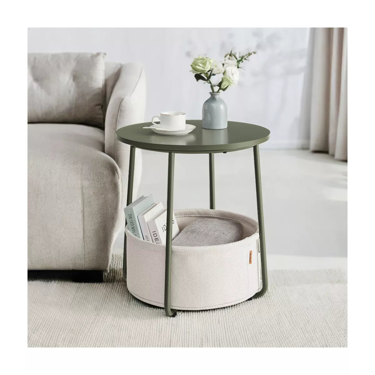 LEDREM Small Side Table with Storage round End Tables Living Room Side Tables for Small Spaces Bedroom