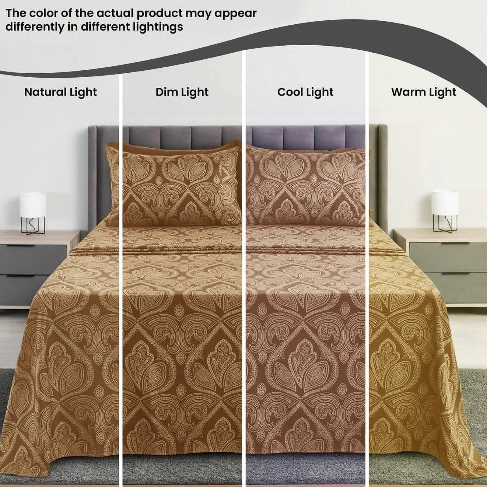 6 Piece Microfiber Egyptain Quality Deep Pocket Bedroom Sheet Set in Queen Size, Brown