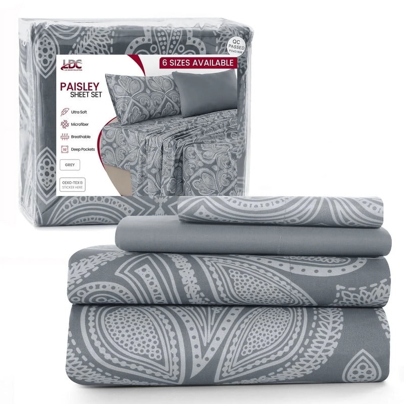 4 Piece Twin XL Bed Sheets Set - Luxury Soft Microfiber Bed Sheets Set Deep Pocket - Twin XL, Grey