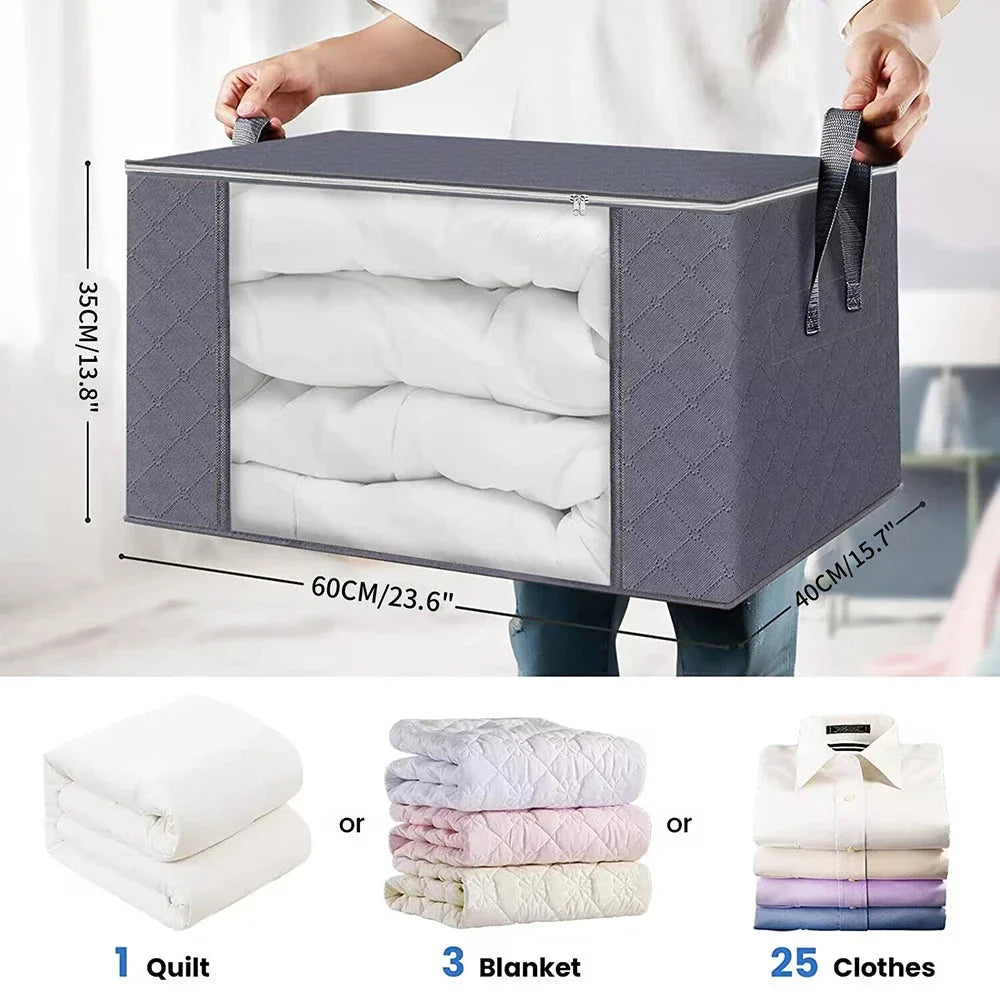 Large Capacity Foldable Clothes Storage Bag – Blanket & Closet Organizer