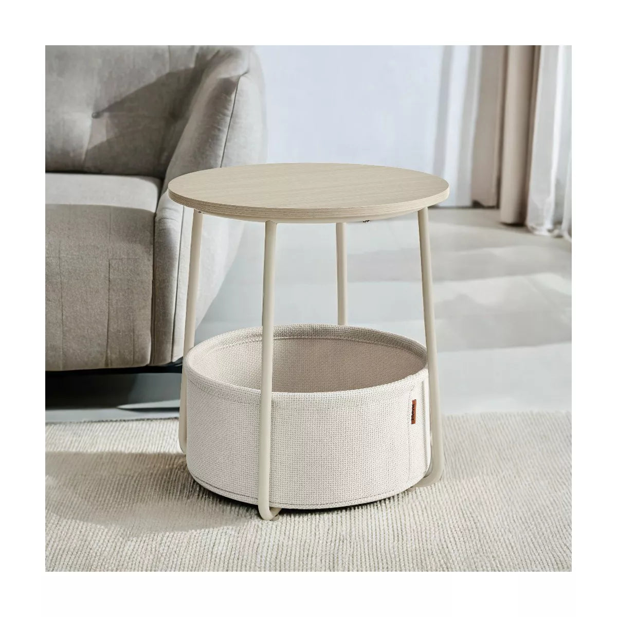 LEDREM Small Side Table with Storage round End Tables Living Room Side Tables for Small Spaces Bedroom