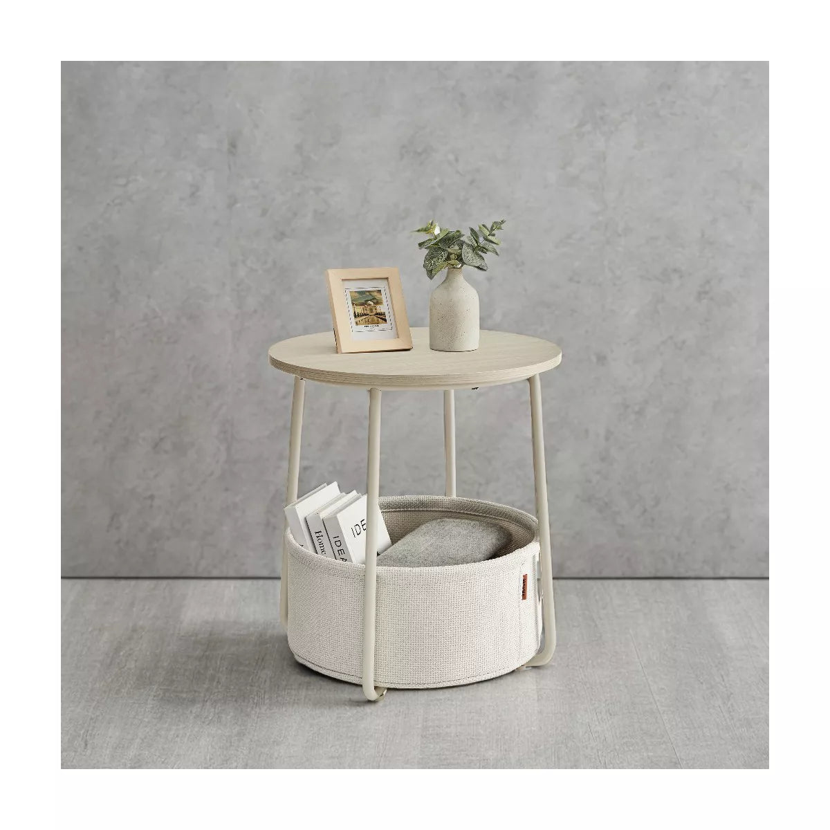 LEDREM Small Side Table with Storage round End Tables Living Room Side Tables for Small Spaces Bedroom