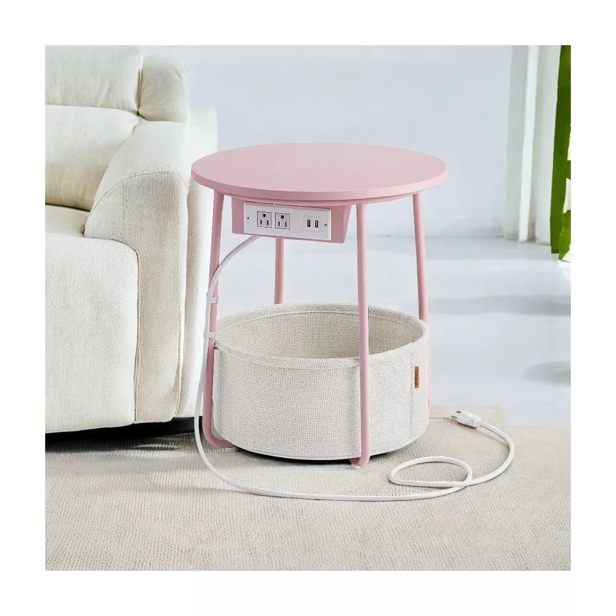 LEDREM Small Side Table with Storage round End Tables Living Room Side Tables for Small Spaces Bedroom