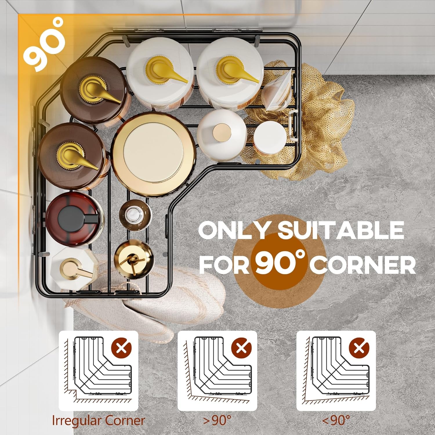 3 Pack Corner Shower Caddy with Soap Holder, Large Capacity Sturdy Easy Install No Drilling Stainless Steel Hold 40 LBS Shower Organizer Shelves Rack Storage for Family Renters Bathroom, Black